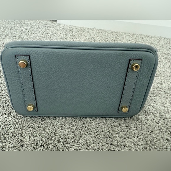 Inspired B bag - size 20 - in a beautiful blue/grayish color - genuine leather - Picture 6 of 15